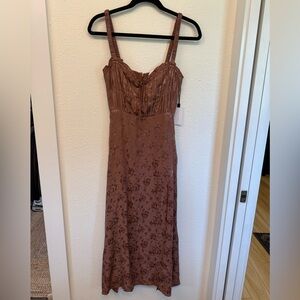 Astr Mauve/Brown Floral Midi Dress